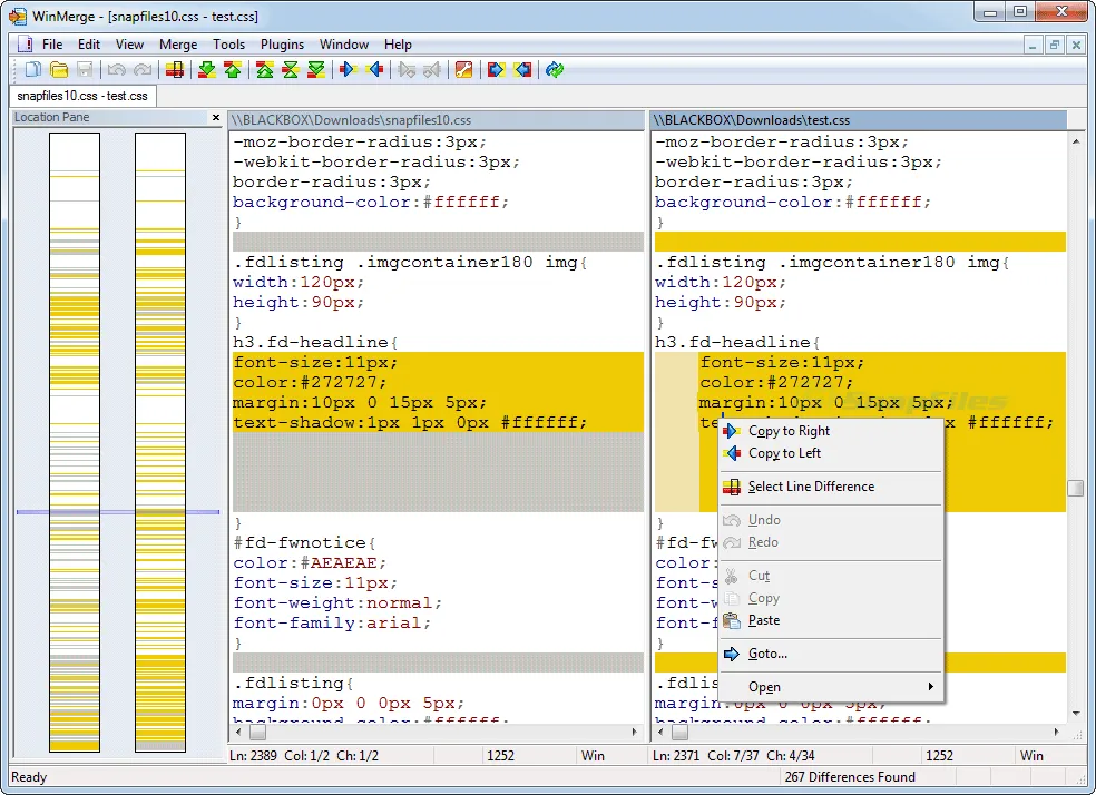 WinMerge スクリーンショット 1