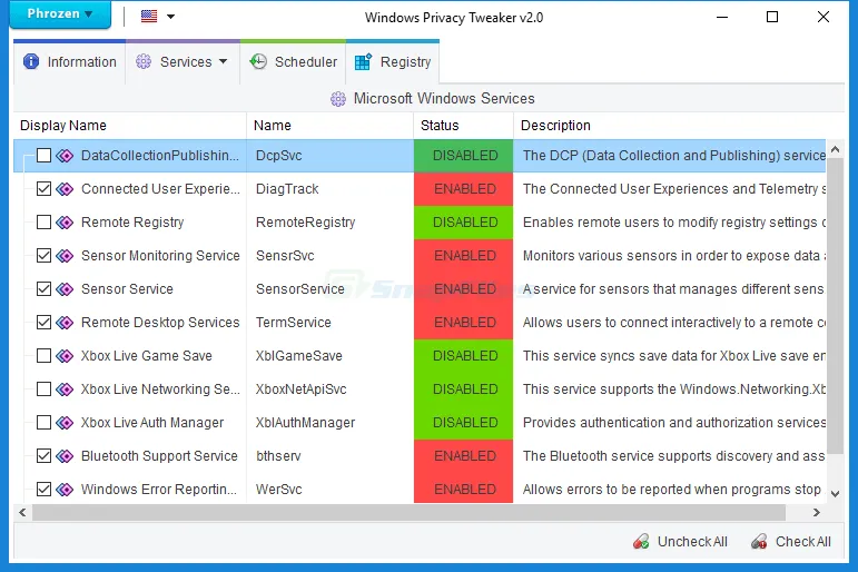 Windows Privacy Tweaker スクリーンショット 1