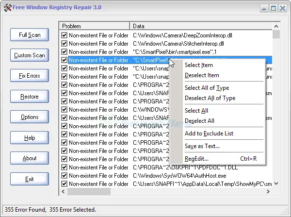 Free Window Registry Repair スクリーンショット 1